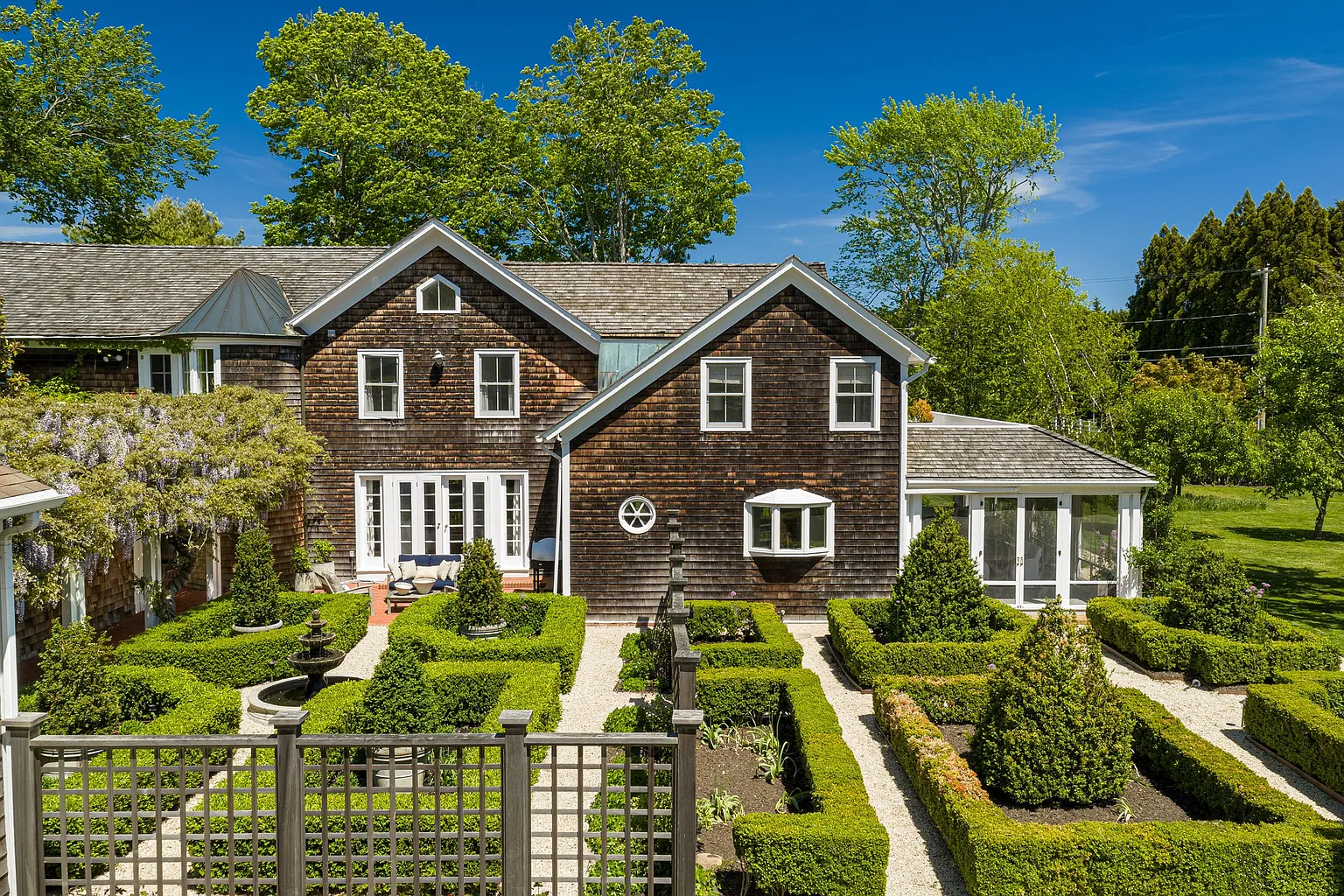 Front entrance to historic Shelter Island estate.