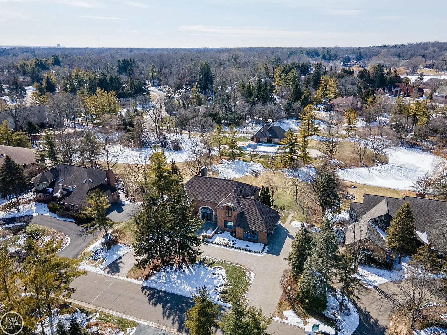 Aerial view of Aretha Franklin's former Detroit home.