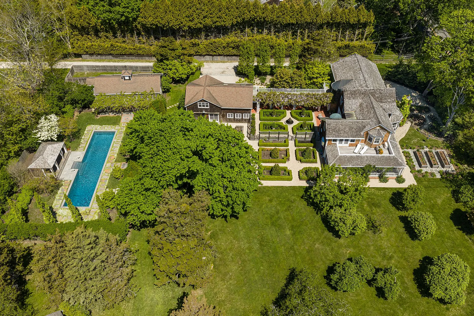 Aerial view of historic Shelter Island estate.