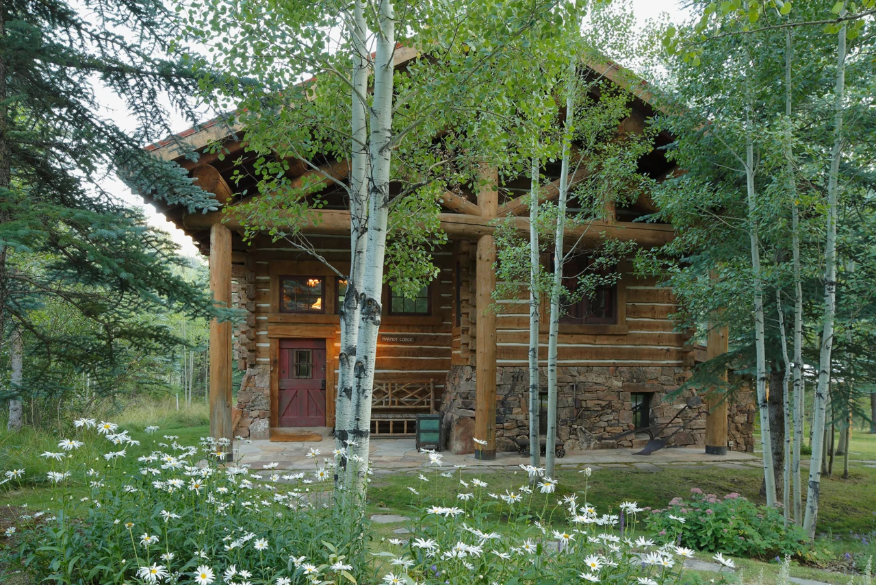A large log cabin.