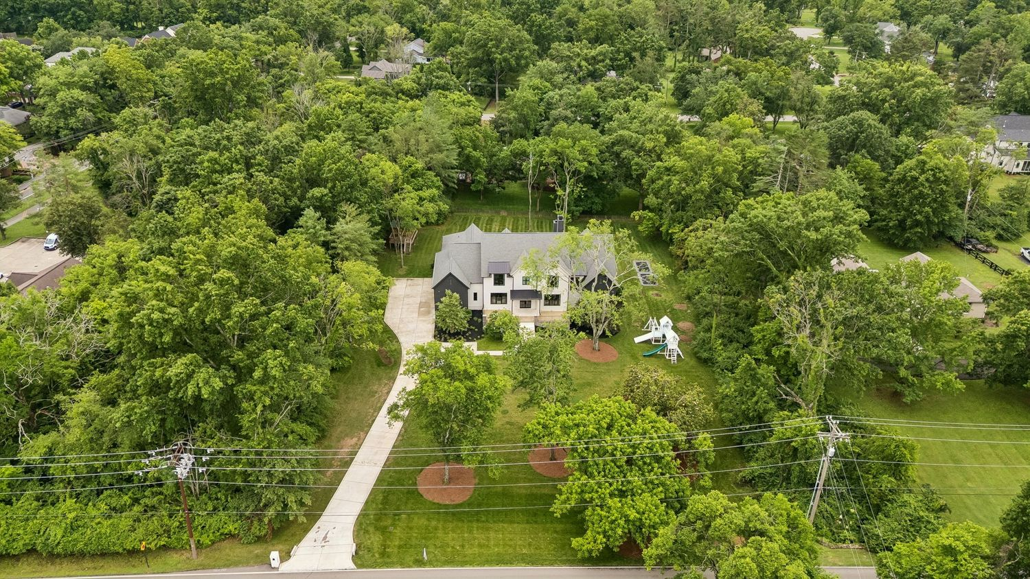 Aerial view of Savannah and Cole LaBrant's Tennessee Home