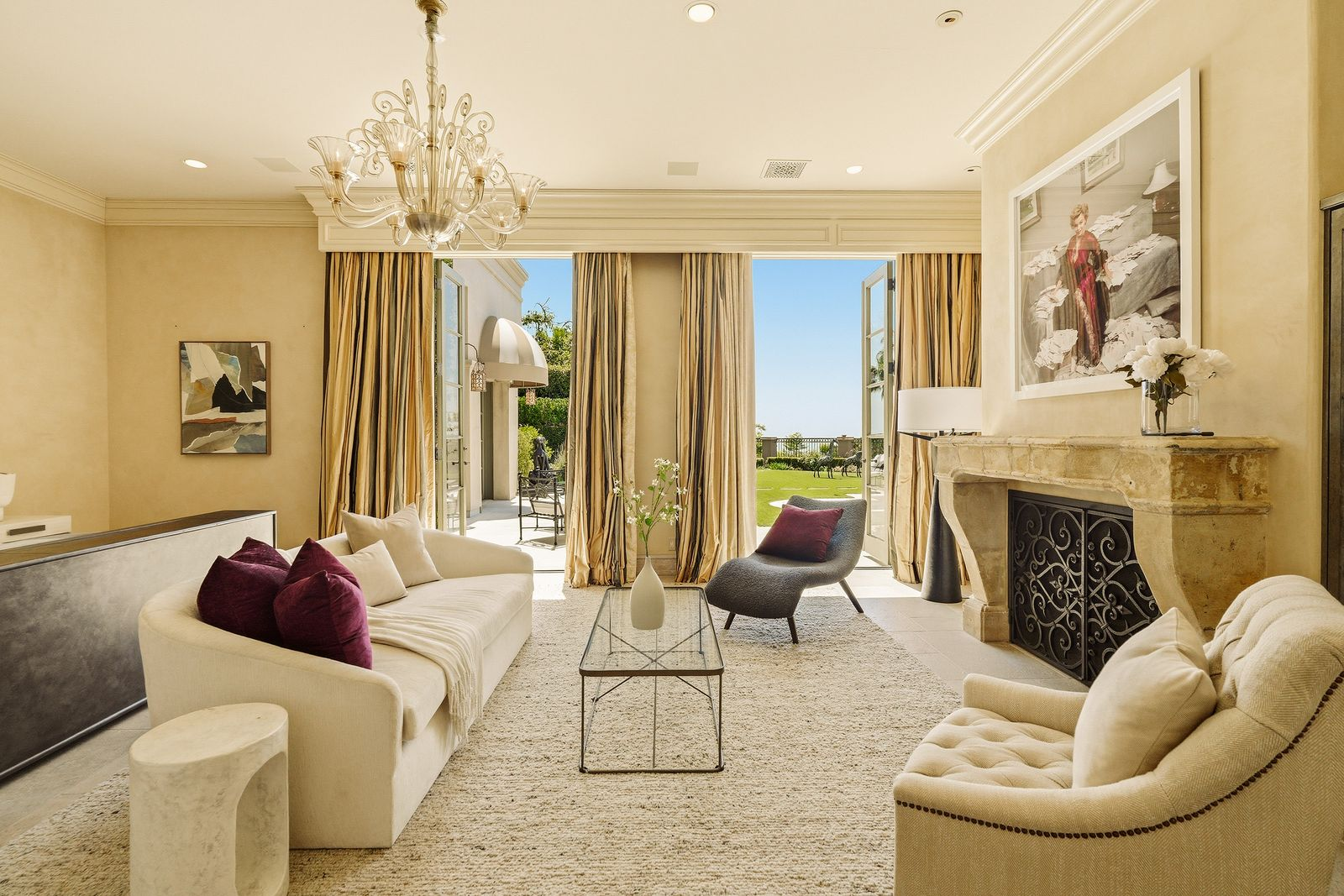 French doors open directly to the backyard.