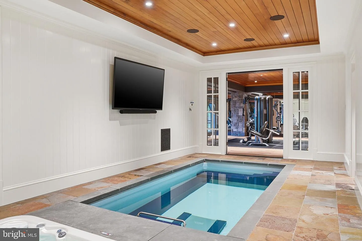Connected to the gym is an indoor resistance pool.
