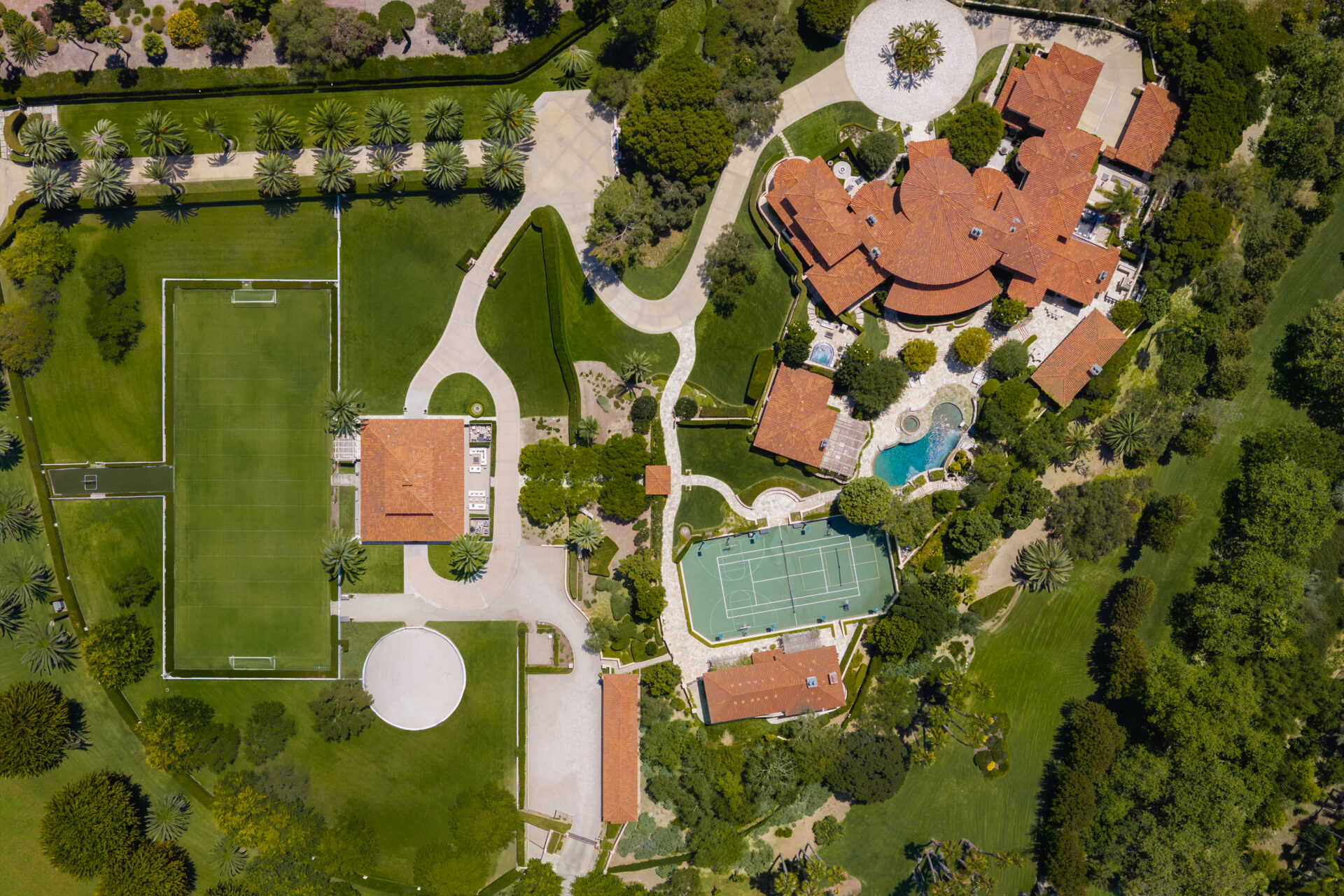 Aerial view of Russell Wilson and Ciara's SoCal estate.