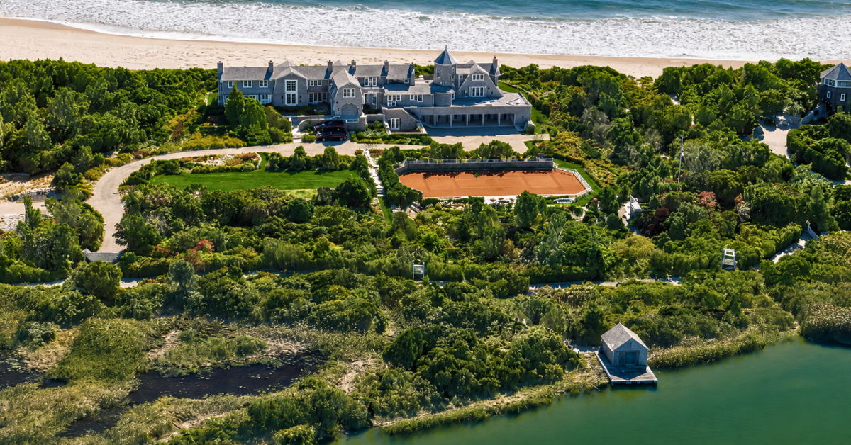 Aerial view of Calvin Klein's former Hamptons estate.