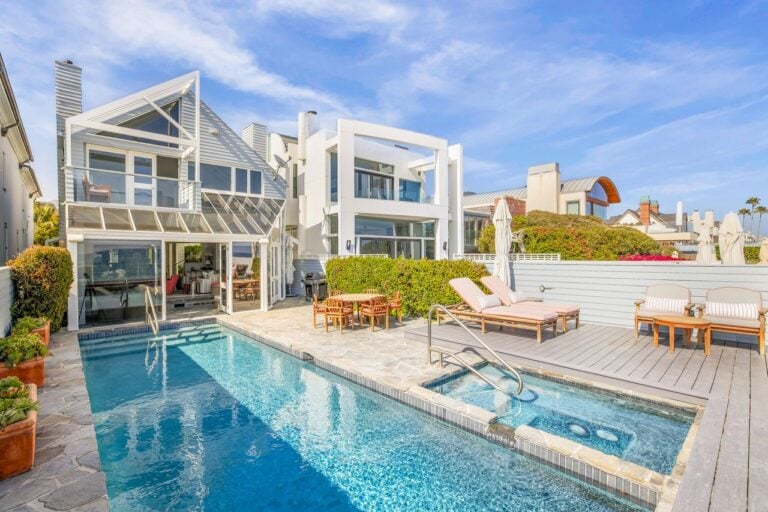 Pool deck outside Joni Mitchell's former Malibu home.