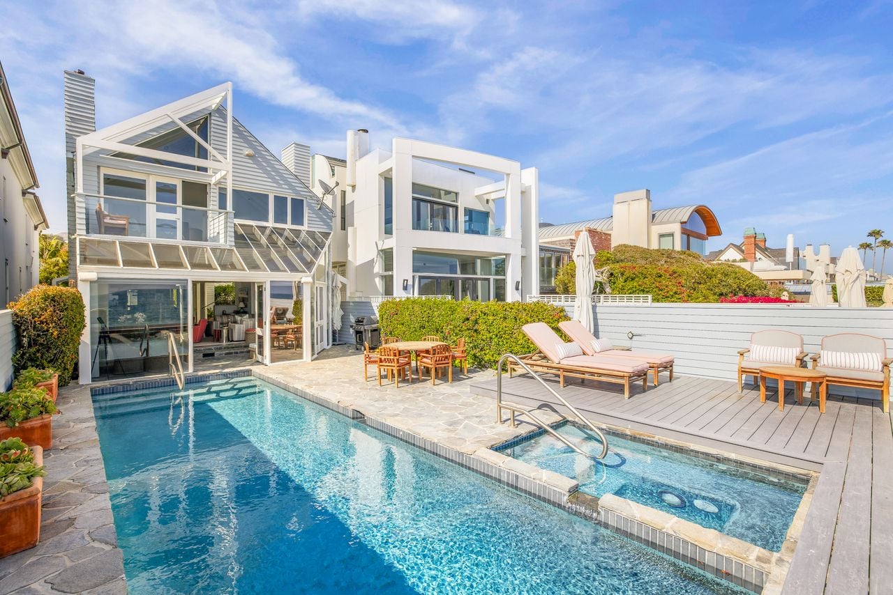 Pool deck outside Joni Mitchell's former Malibu home.