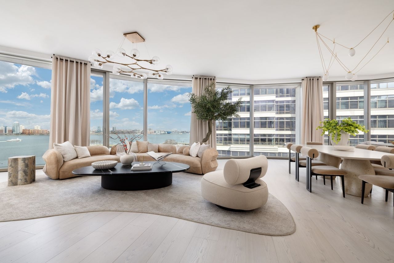 Great room in Justin and Hailey Bieber's West Village penthouse.