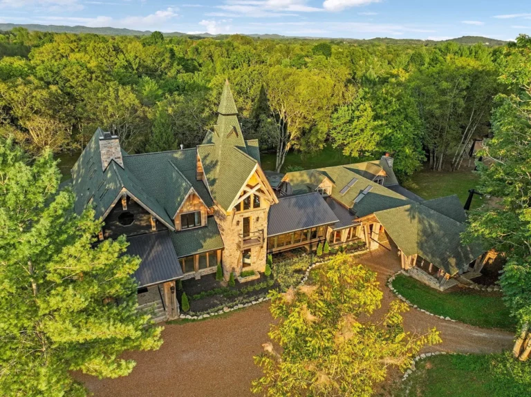 Aerial view of The Dark Horse Estate Manor house.