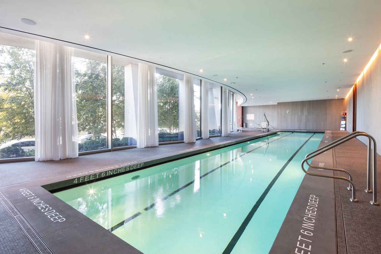 Long indoor lap pool.