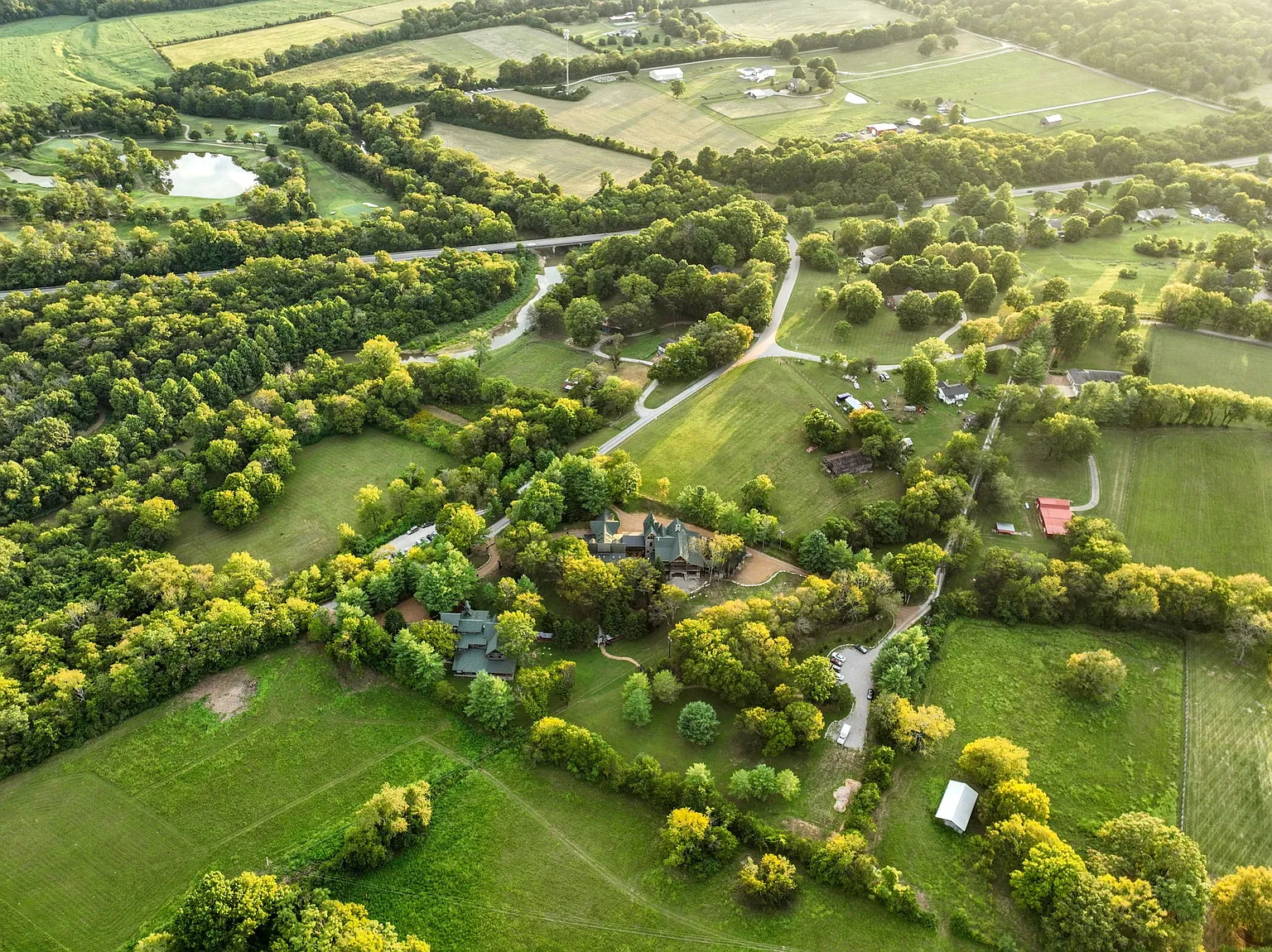 Aerial view of The Dark Horse Estate.