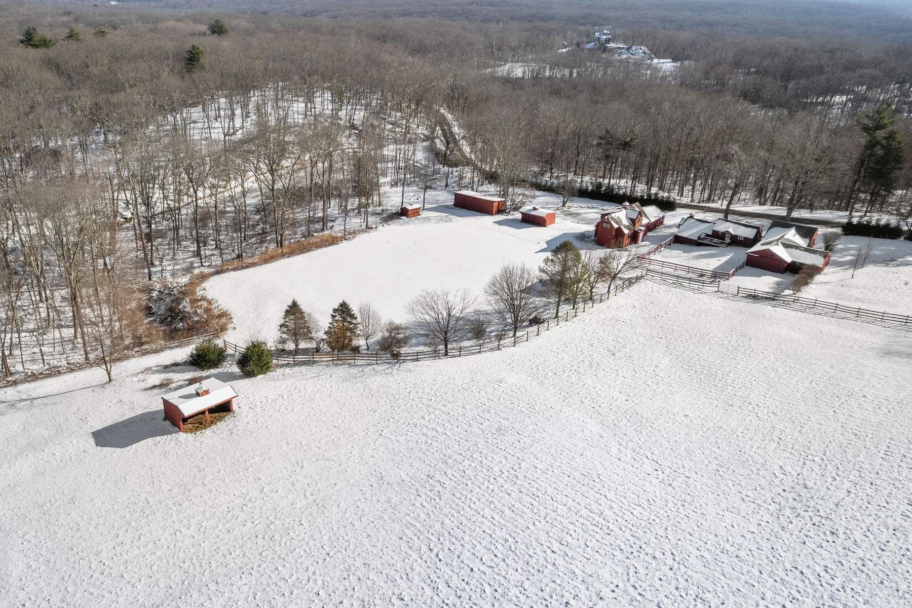 Aerial view of Patrick Leonard's Connecticut Farm.