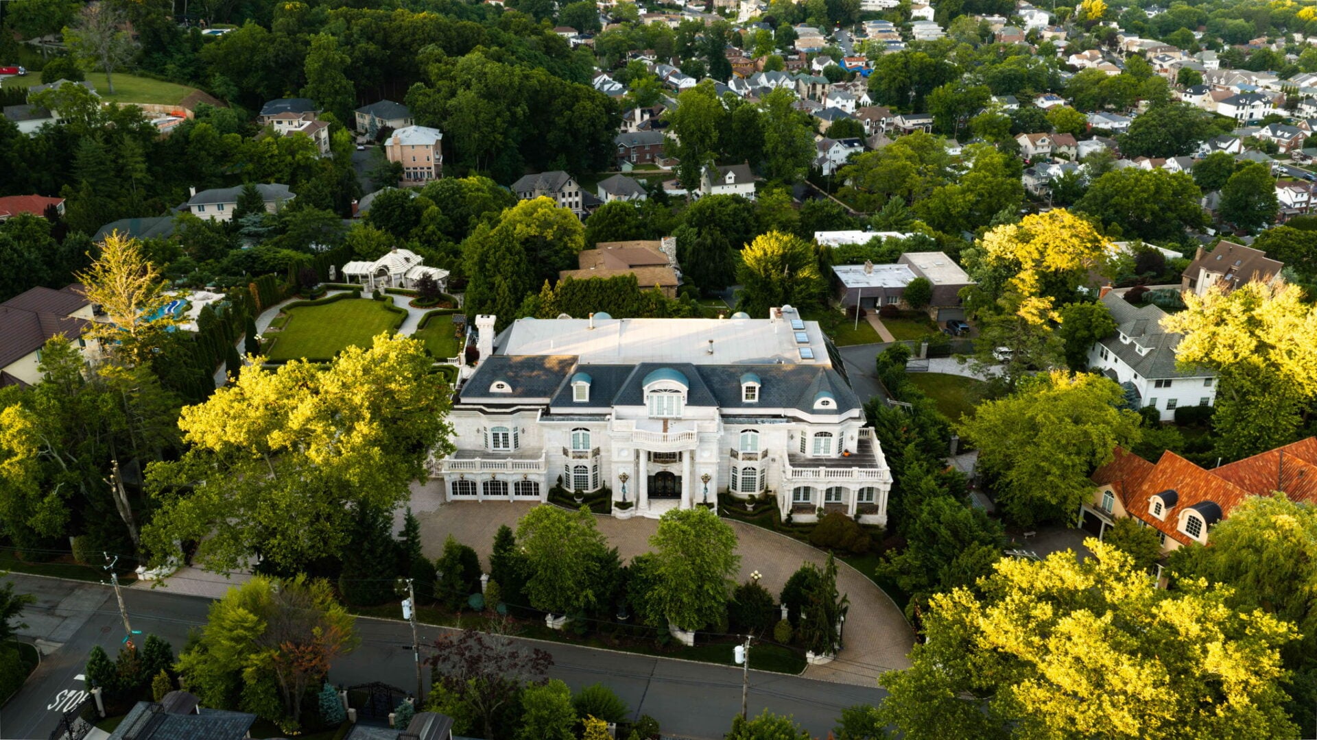 Aerial view of Paul Castellano's Former Staten Island Estate.