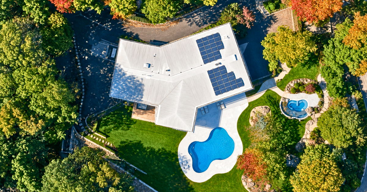 Aerial view of Aaron Rodger's New Jersey mansion.