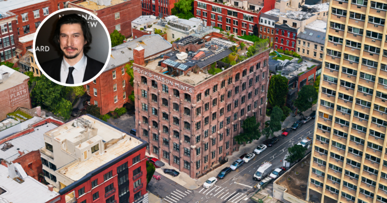 Aerial view of Adam Driver's sold Brooklyn loft building.