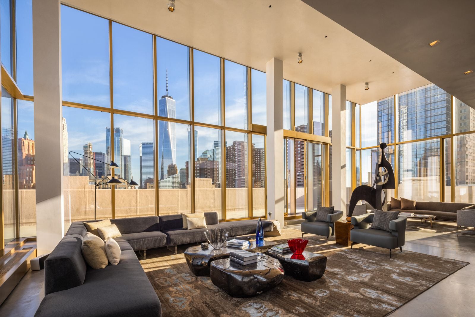 Great room in Bobby Axelrod's Tribeca penthouse.