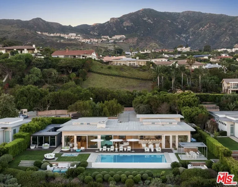 Aerial view of the backyard at David Hoberman's Malibu home.
