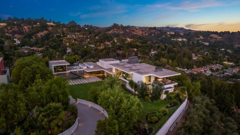 Aerial view of Kenya Barris' Beverly Hills Mansion.