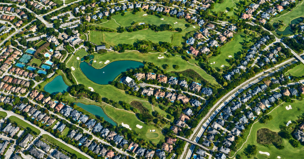Aerial view of Royal Oaks Country Club.