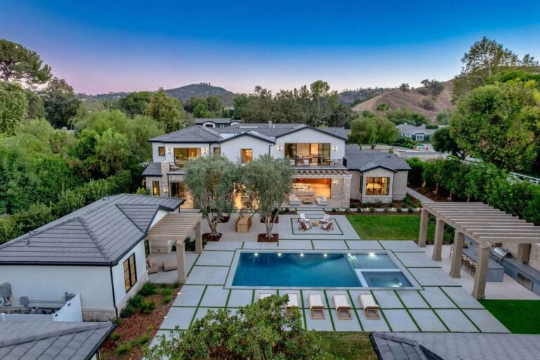 Aerial view of backyard in Scott Disick's newly built Hidden Hills mansion.