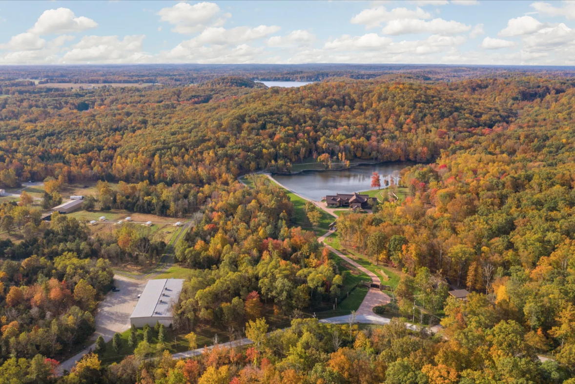 Aerial view of Tony Stewart's Indiana ranch.