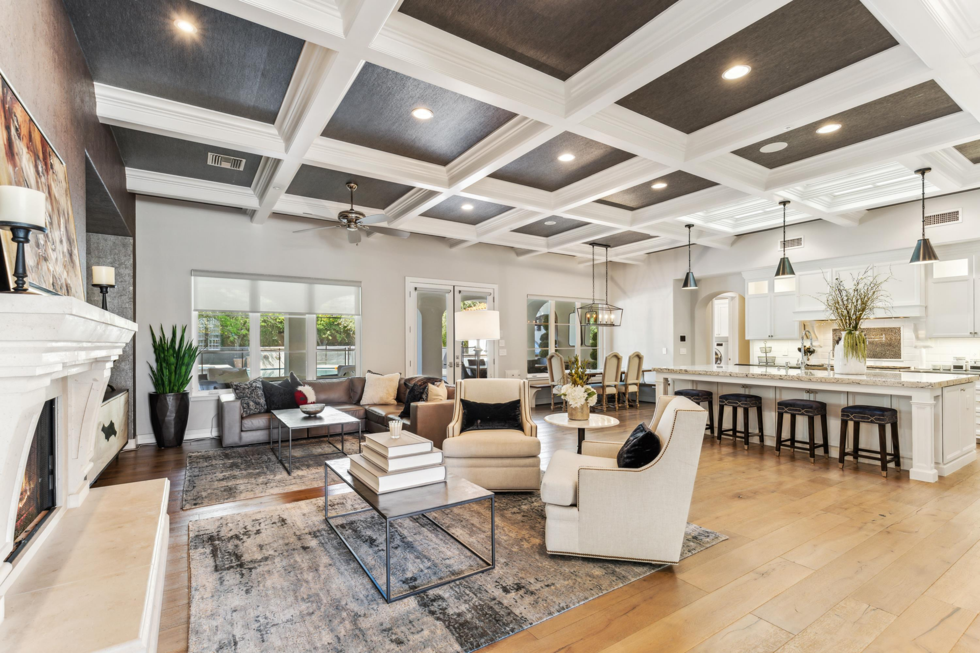 Directly across from the kitchen, the family room continues within the same open layout. 