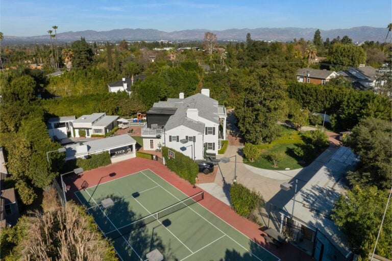 Aerial view of Maria Menounos' Encino home.