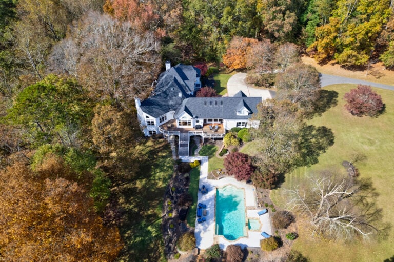 Aerial view of the Main House at Gary Rossington's Georgia estate.
