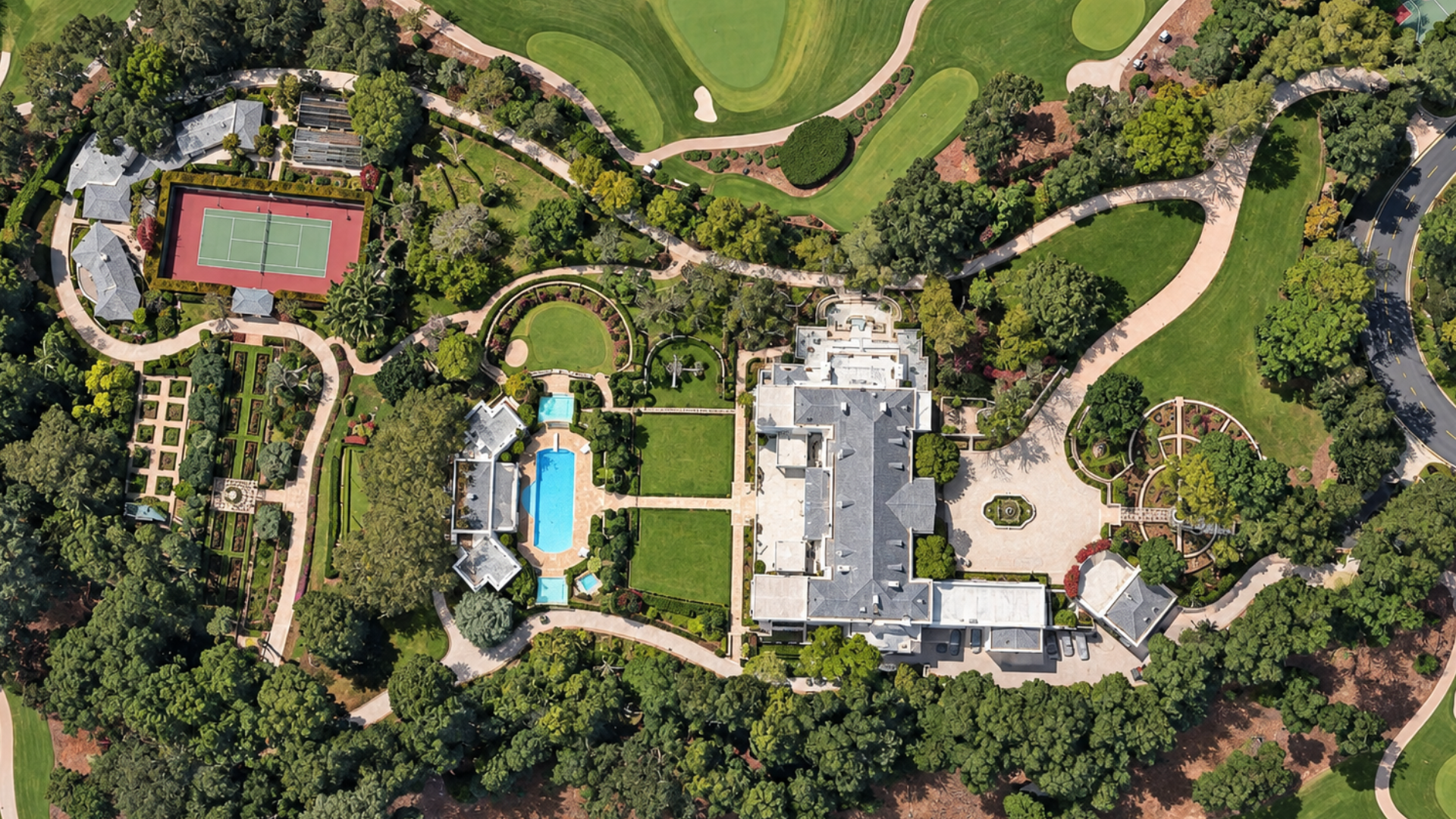 Aerial view of Peter Thiel's new Bel Air mansion.