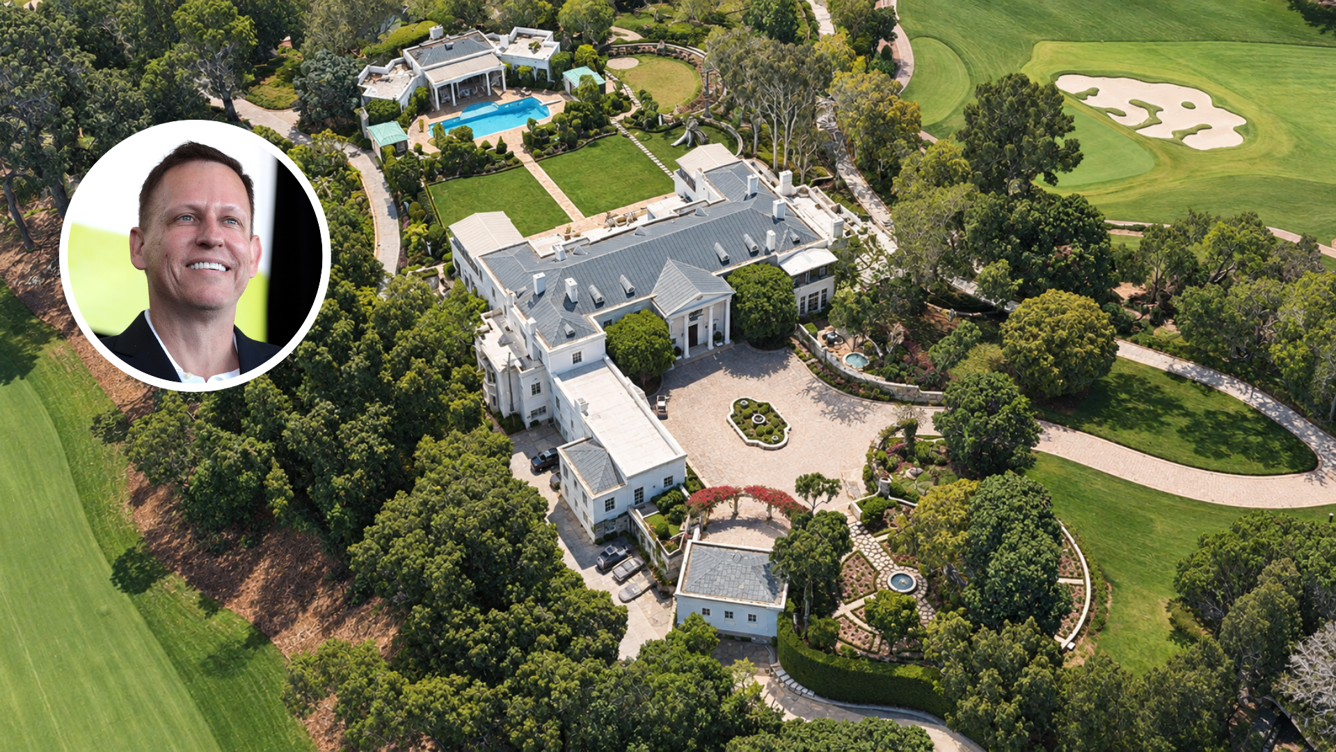 Aerial view of Peter Thiel's new Bel Air mansion.