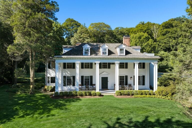 Front exterior of Todd Kahn's Historic New York Estate.