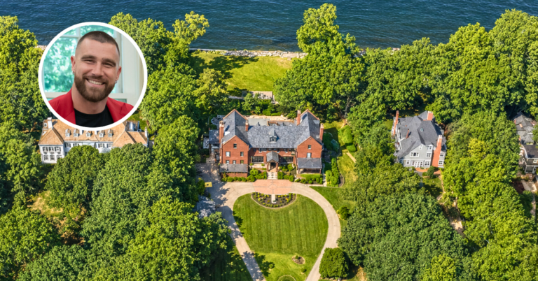 Aerial view of Travis Kelce's new Lake Erie mansion.