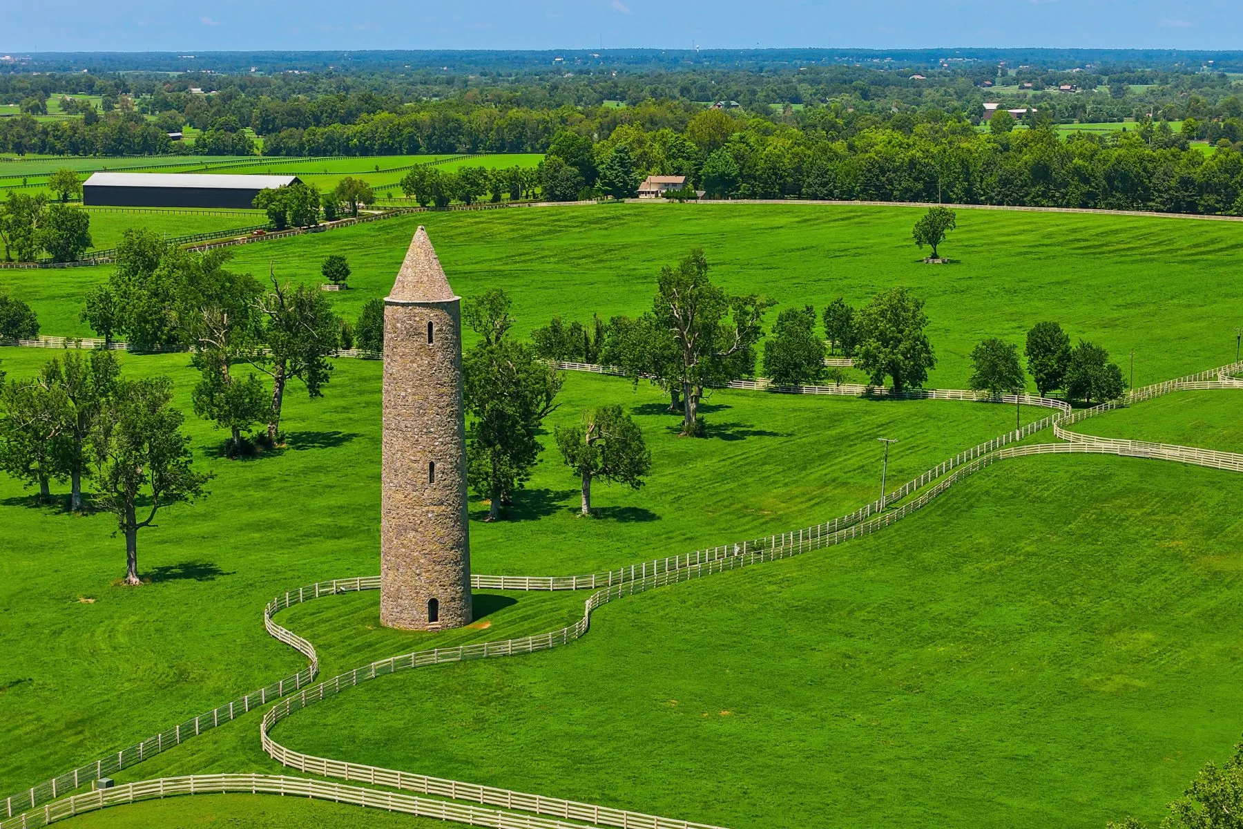 124-foot stone round tower modeled after the historic tower at Ireland's Rock of Cashel.