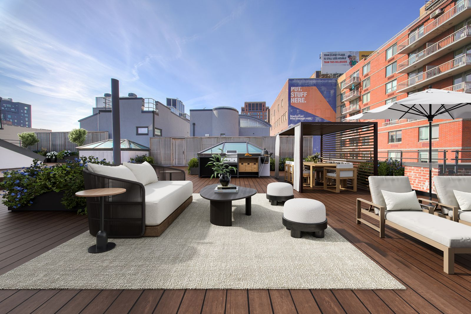 2,500 square feet of private rooftop space the grill, outdoor dining, and lounge areas.