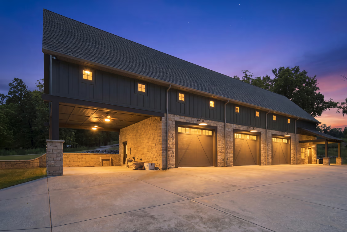 An oversized detached garage provides additional space for RVs, boats, recreational vehicles, and other equipment. 
