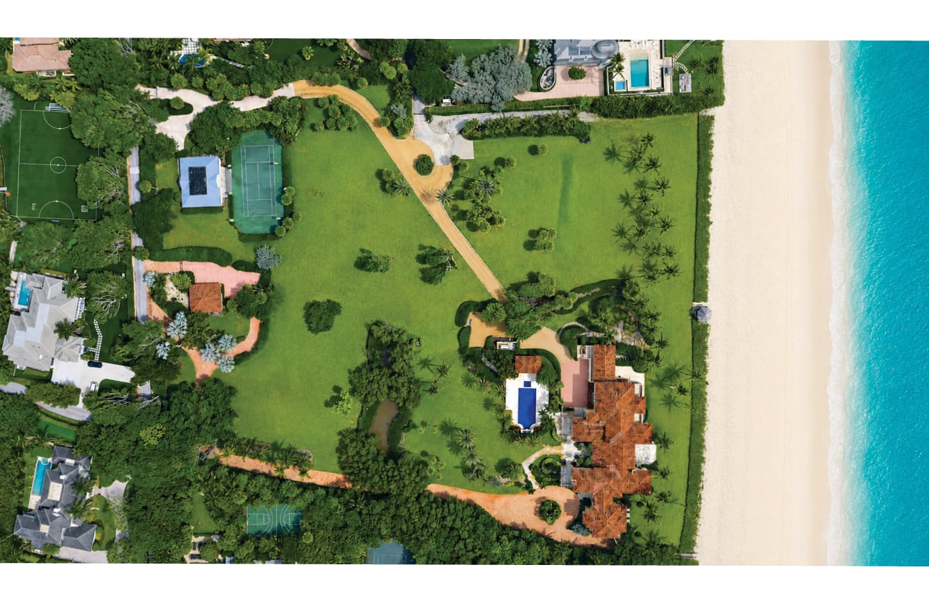 Aerial view of Larry Ellison's North Palm Beach estate.