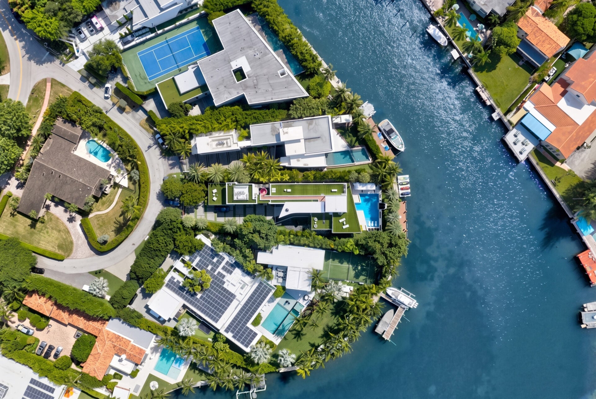 Aerial view of Hassan Whiteside's Miami Beach mansion.