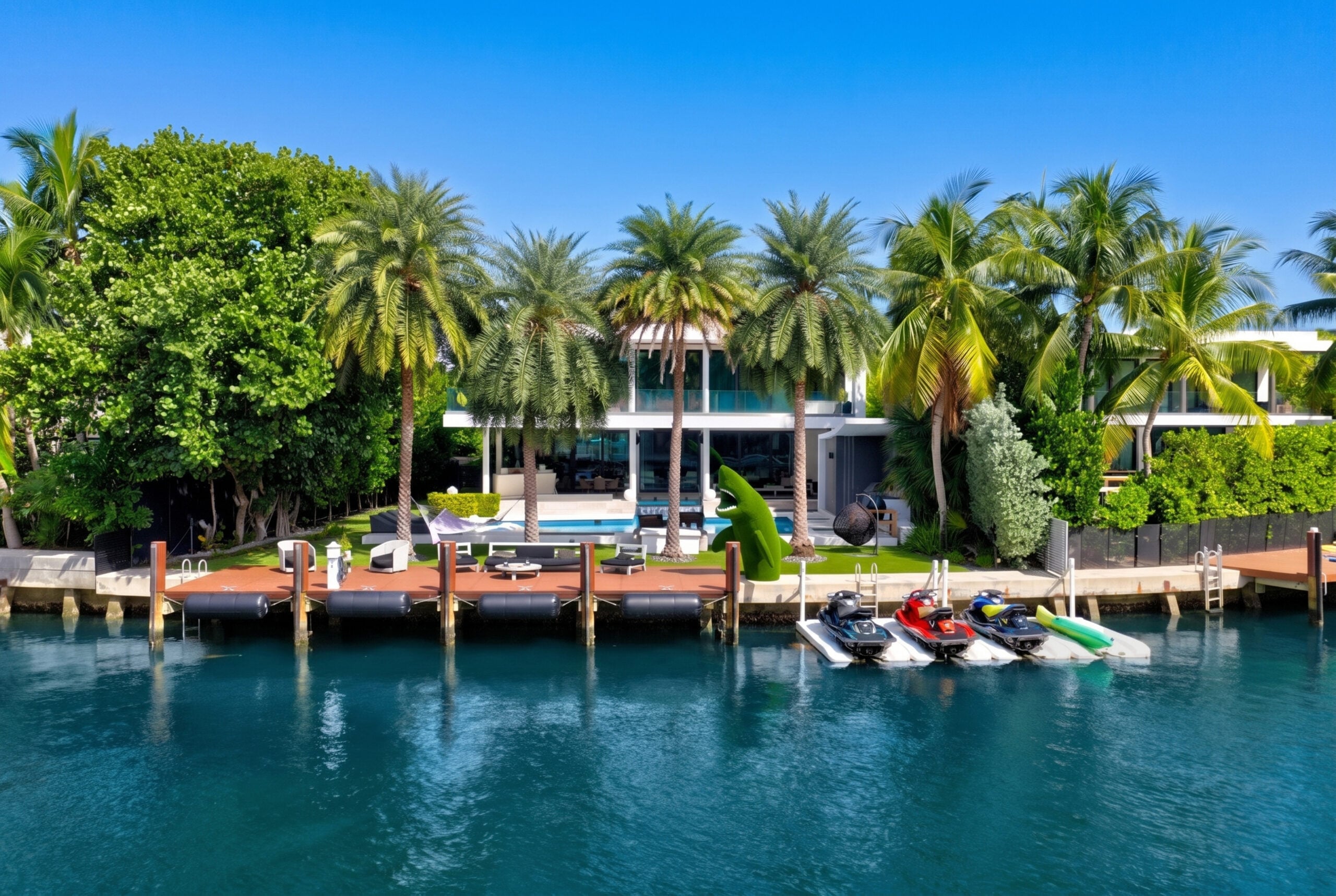 Waterfront view of Hassan Whiteside's Miami Beach mansion.