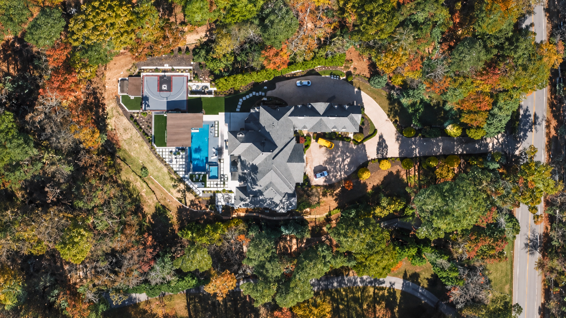 Aerial view of Grady Jarrett's Sandy Springs mansion.