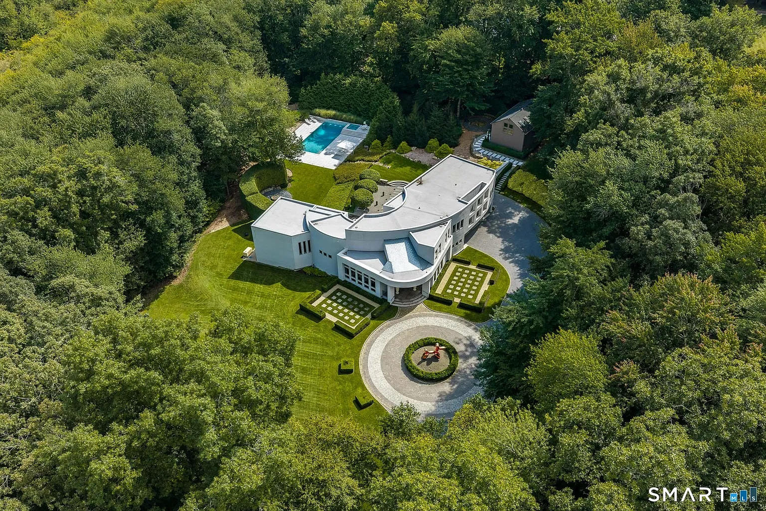 Aerial view of Jay Manuel's Conneticut estate.