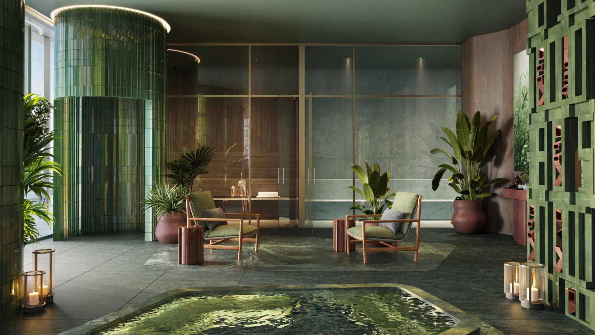 Spa area in condo building.