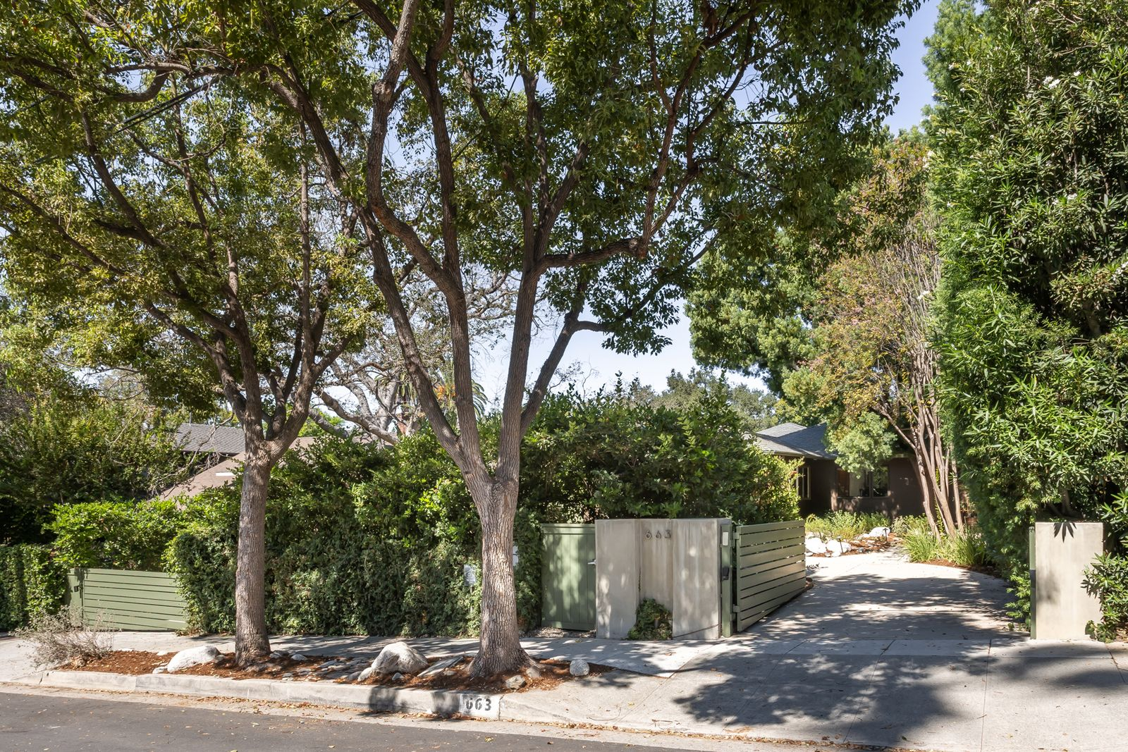 Gated street entrance.