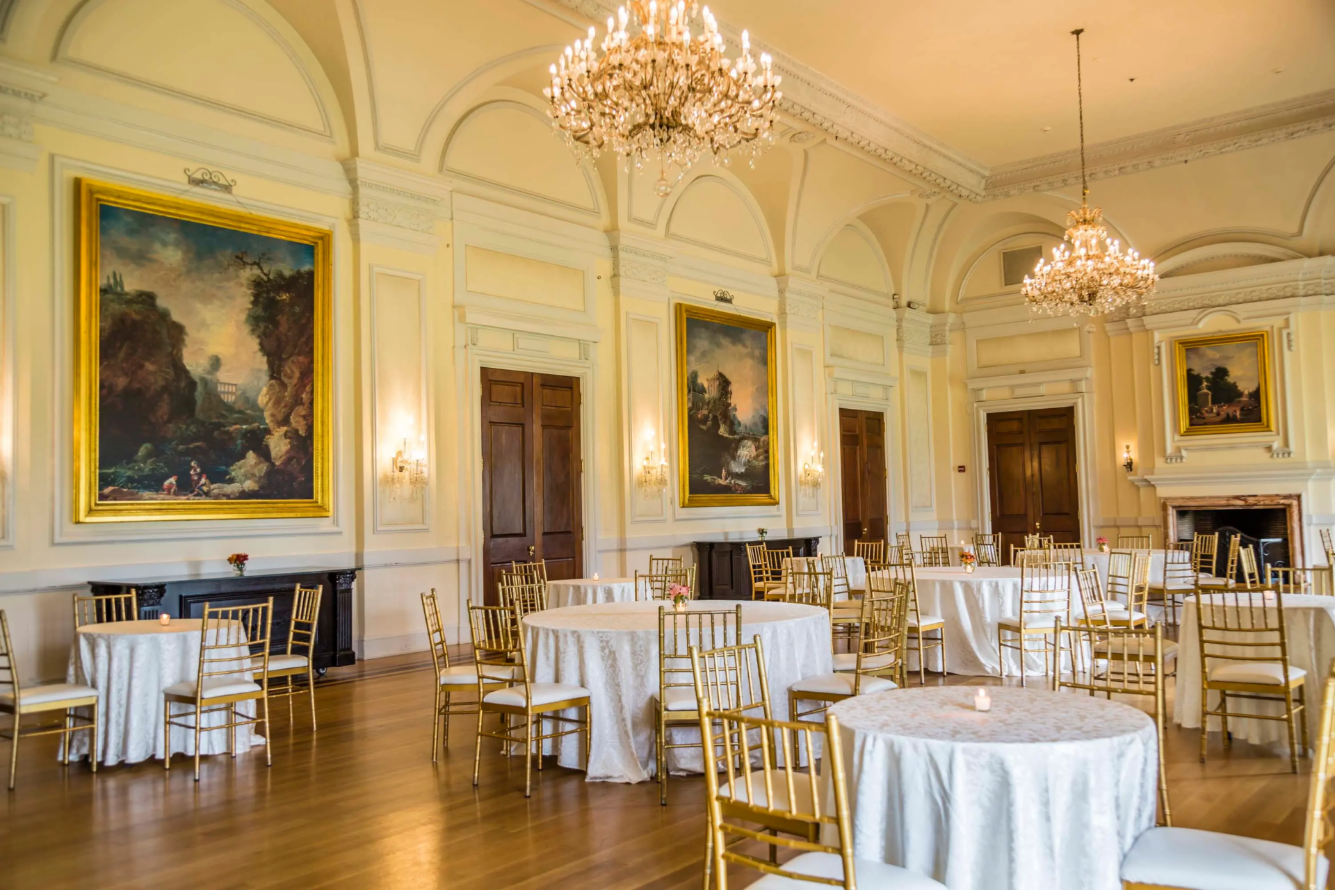 The ballroom stretches more than 72 feet beneath a 24-foot ceiling.